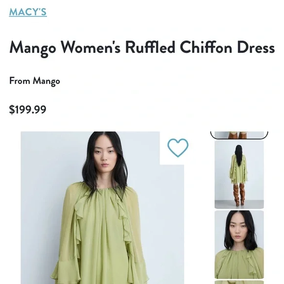 Mango Light Green Ruffled Dress - Picture 6 of 16
